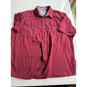 Wrangler Men's Short Sleeve Flex for Comfort Red Button Up Shirt Size 2XL